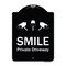 Signmission Designer Series-Smile Private Driveway With Video Surveillance Camera Graphics, 24" H, BW-1824-9753 A-DES-BW-1824-9753 - alternate 1